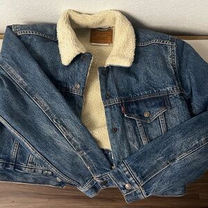 Levi's Blue Denim Sherpa Jacket
